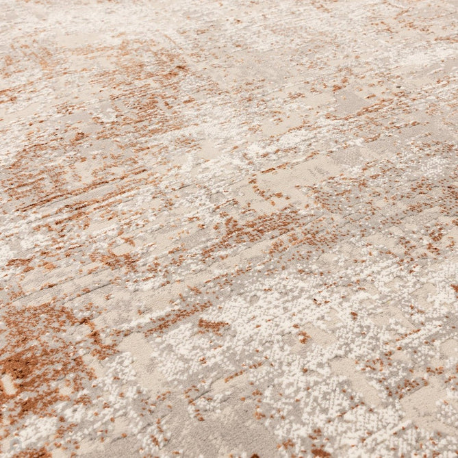 Kuza Border Modern Abstract Distressed Textured Soft-Touch Terracotta/Light Grey/Cream Rug-Asiatic Carpets-Rug Love - The Most Loved Rug Store