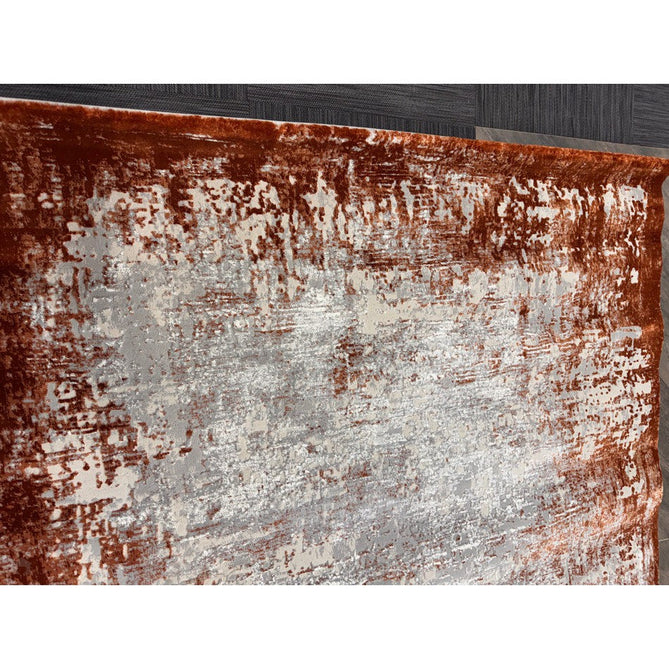 Kuza Border Modern Abstract Distressed Textured Soft-Touch Terracotta/Light Grey/Cream Rug-Asiatic Carpets-Rug Love - The Most Loved Rug Store