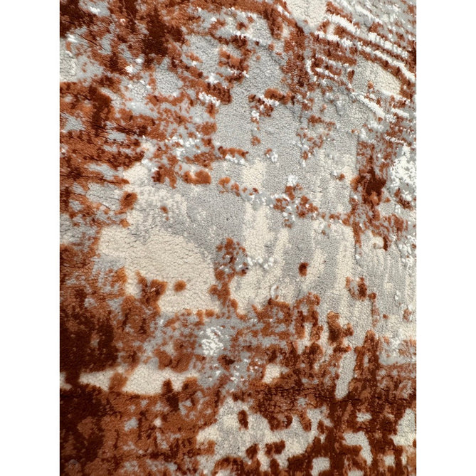 Kuza Border Modern Abstract Distressed Textured Soft-Touch Terracotta/Light Grey/Cream Rug-Asiatic Carpets-Rug Love - The Most Loved Rug Store