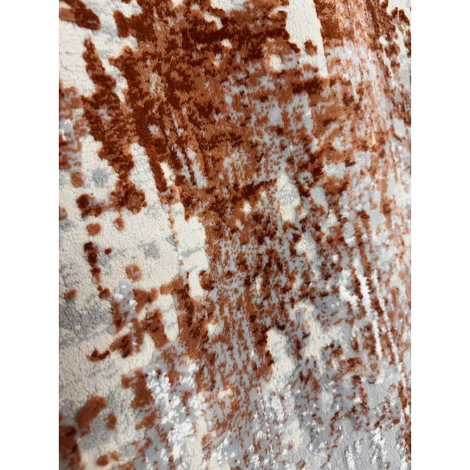Kuza Border Modern Abstract Distressed Textured Soft-Touch Terracotta/Light Grey/Cream Rug-Asiatic Carpets-Rug Love - The Most Loved Rug Store