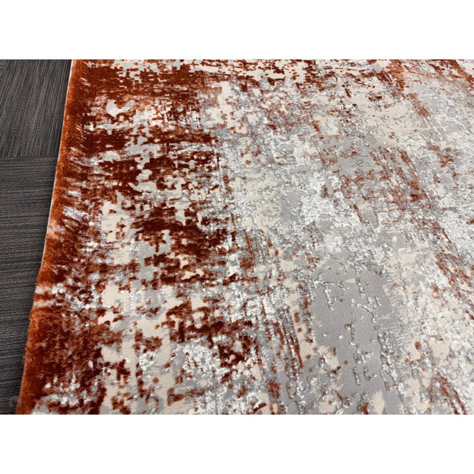 Kuza Border Modern Abstract Distressed Textured Soft-Touch Terracotta/Light Grey/Cream Rug-Asiatic Carpets-Rug Love - The Most Loved Rug Store