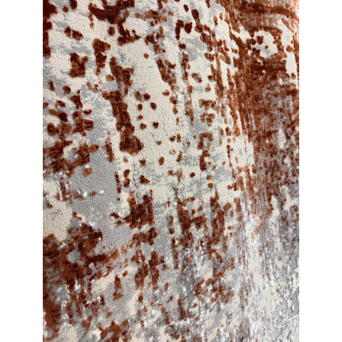 Kuza Border Modern Abstract Distressed Textured Soft-Touch Terracotta/Light Grey/Cream Rug-Asiatic Carpets-Rug Love - The Most Loved Rug Store