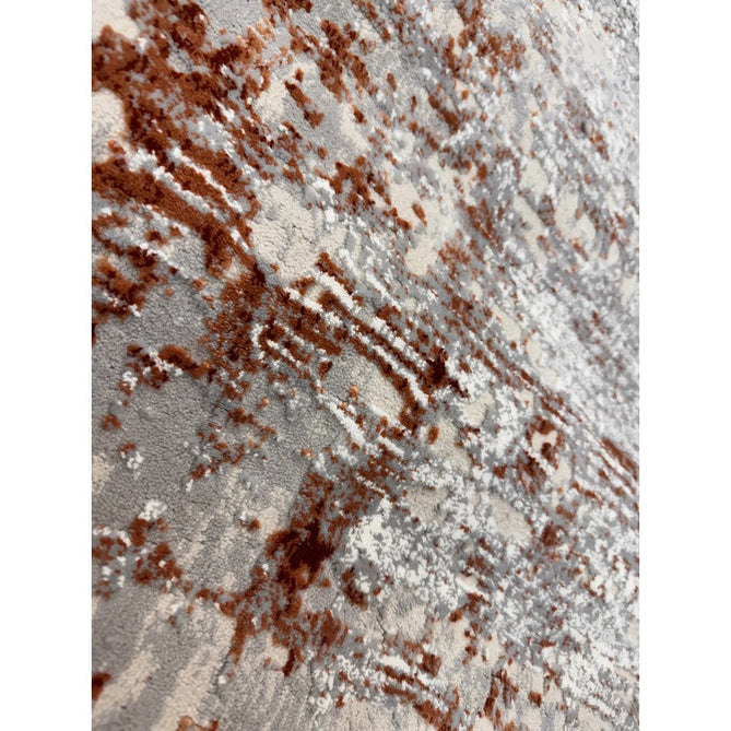 Kuza Border Modern Abstract Distressed Textured Soft-Touch Terracotta/Light Grey/Cream Rug-Asiatic Carpets-Rug Love - The Most Loved Rug Store