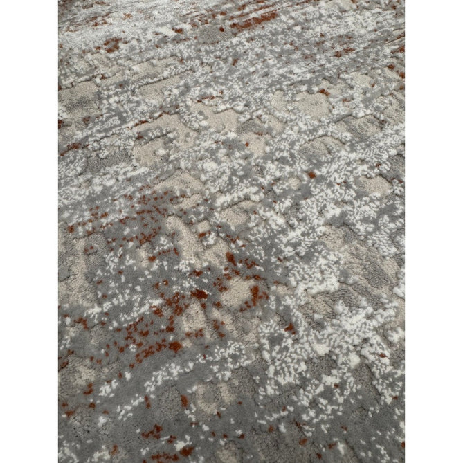 Kuza Border Modern Abstract Distressed Textured Soft-Touch Terracotta/Light Grey/Cream Rug-Asiatic Carpets-Rug Love - The Most Loved Rug Store