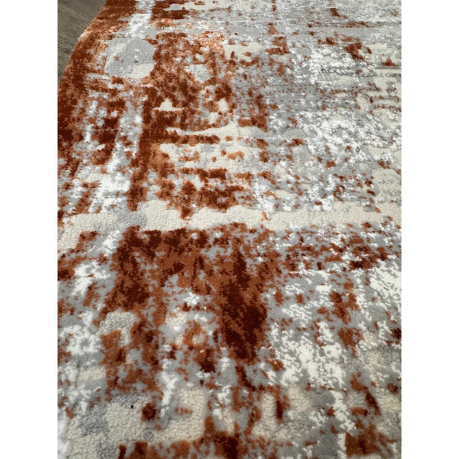 Kuza Border Modern Abstract Distressed Textured Soft-Touch Terracotta/Light Grey/Cream Rug-Asiatic Carpets-Rug Love - The Most Loved Rug Store