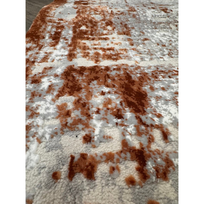 Kuza Border Modern Abstract Distressed Textured Soft-Touch Terracotta/Light Grey/Cream Rug-Asiatic Carpets-Rug Love - The Most Loved Rug Store