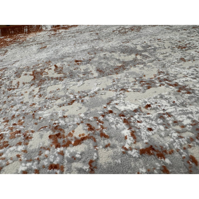 Kuza Border Modern Abstract Distressed Textured Soft-Touch Terracotta/Light Grey/Cream Rug-Asiatic Carpets-Rug Love - The Most Loved Rug Store