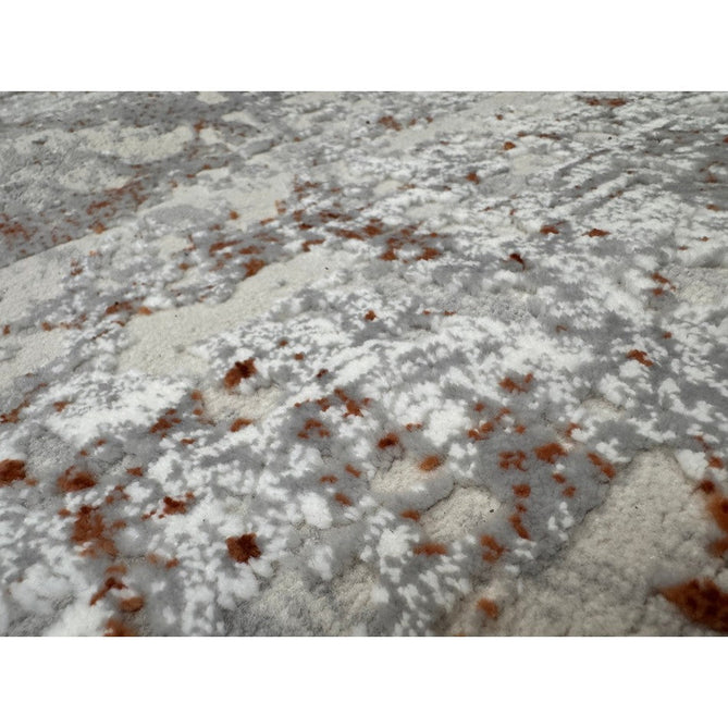 Kuza Border Modern Abstract Distressed Textured Soft-Touch Terracotta/Light Grey/Cream Rug-Asiatic Carpets-Rug Love - The Most Loved Rug Store