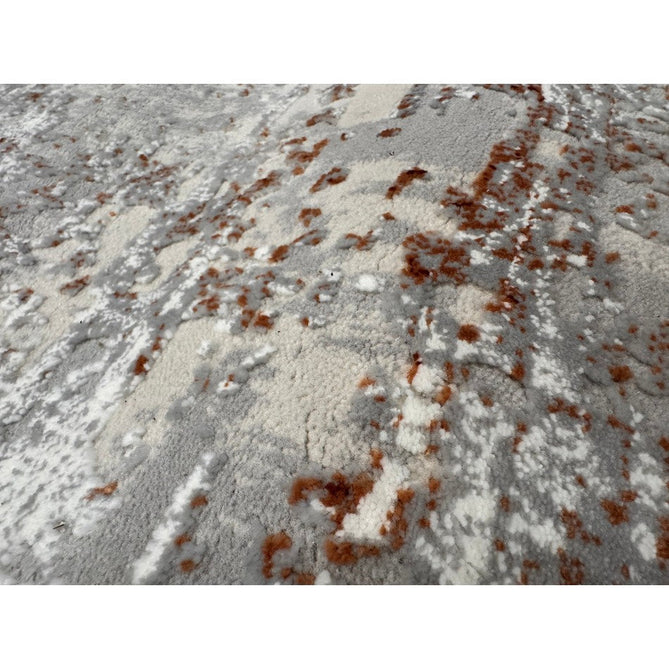 Kuza Border Modern Abstract Distressed Textured Soft-Touch Terracotta/Light Grey/Cream Rug-Asiatic Carpets-Rug Love - The Most Loved Rug Store