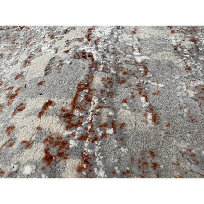 Kuza Border Modern Abstract Distressed Textured Soft-Touch Terracotta/Light Grey/Cream Rug-Asiatic Carpets-Rug Love - The Most Loved Rug Store