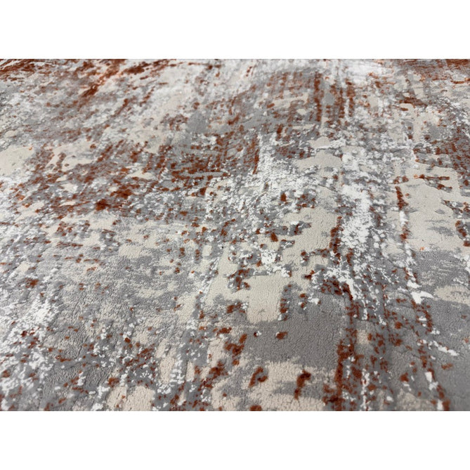 Kuza Border Modern Abstract Distressed Textured Soft-Touch Terracotta/Light Grey/Cream Rug-Asiatic Carpets-Rug Love - The Most Loved Rug Store