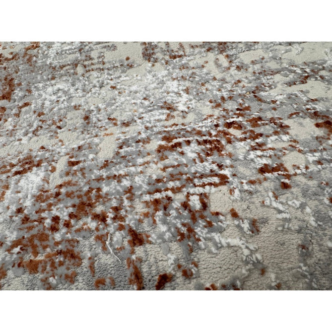 Kuza Border Modern Abstract Distressed Textured Soft-Touch Terracotta/Light Grey/Cream Rug-Asiatic Carpets-Rug Love - The Most Loved Rug Store