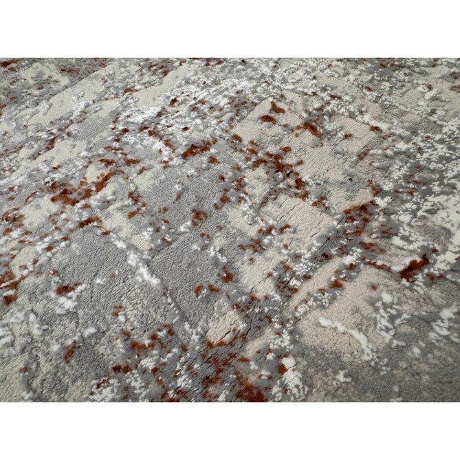 Kuza Border Modern Abstract Distressed Textured Soft-Touch Terracotta/Light Grey/Cream Rug-Asiatic Carpets-Rug Love - The Most Loved Rug Store