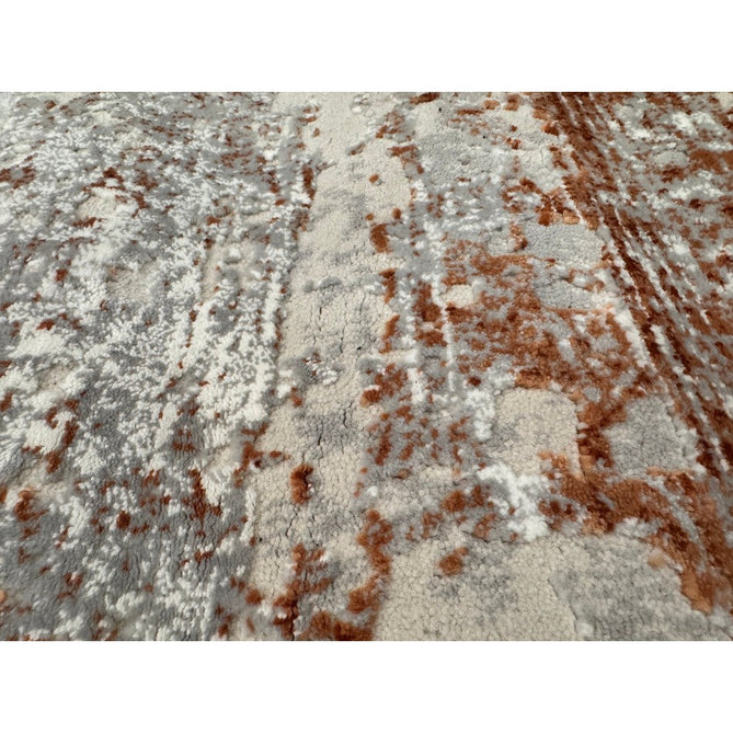 Kuza Border Modern Abstract Distressed Textured Soft-Touch Terracotta/Light Grey/Cream Rug-Asiatic Carpets-Rug Love - The Most Loved Rug Store