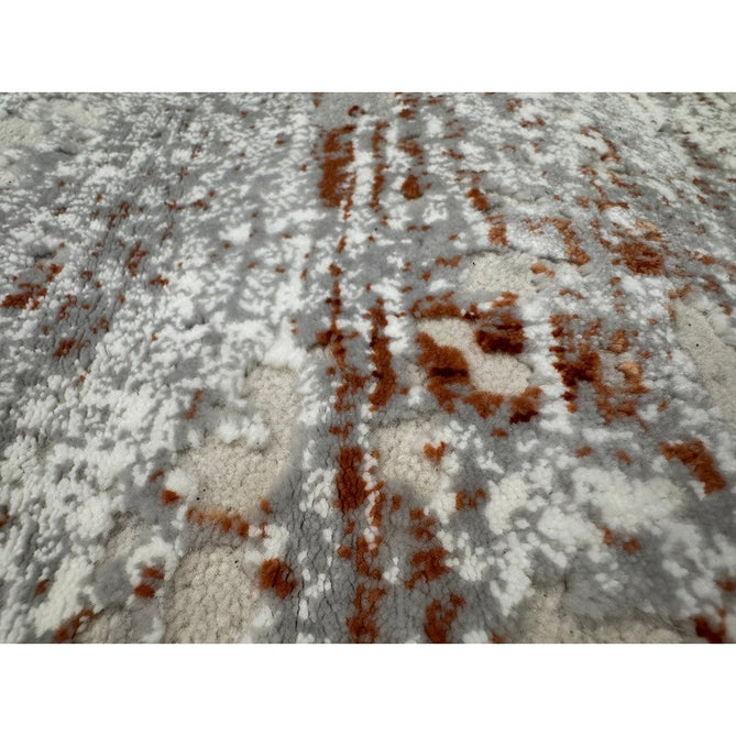 Kuza Border Modern Abstract Distressed Textured Soft-Touch Terracotta/Light Grey/Cream Rug-Asiatic Carpets-Rug Love - The Most Loved Rug Store
