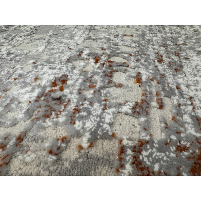 Kuza Border Modern Abstract Distressed Textured Soft-Touch Terracotta/Light Grey/Cream Rug-Asiatic Carpets-Rug Love - The Most Loved Rug Store