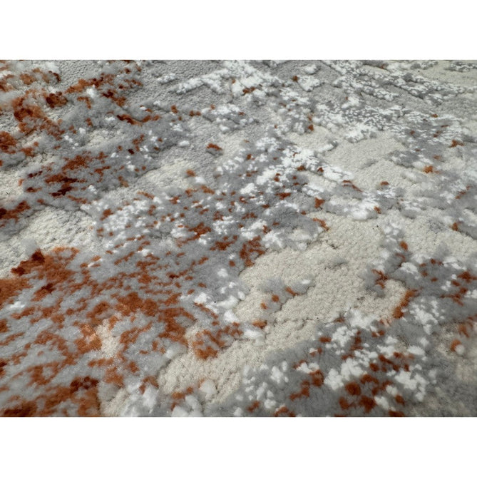 Kuza Border Modern Abstract Distressed Textured Soft-Touch Terracotta/Light Grey/Cream Rug-Asiatic Carpets-Rug Love - The Most Loved Rug Store
