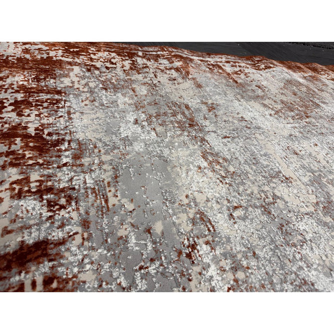 Kuza Border Modern Abstract Distressed Textured Soft-Touch Terracotta/Light Grey/Cream Rug-Asiatic Carpets-Rug Love - The Most Loved Rug Store