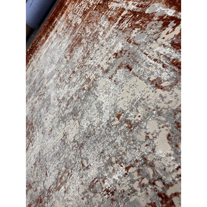 Kuza Border Modern Abstract Distressed Textured Soft-Touch Terracotta/Light Grey/Cream Rug-Asiatic Carpets-Rug Love - The Most Loved Rug Store