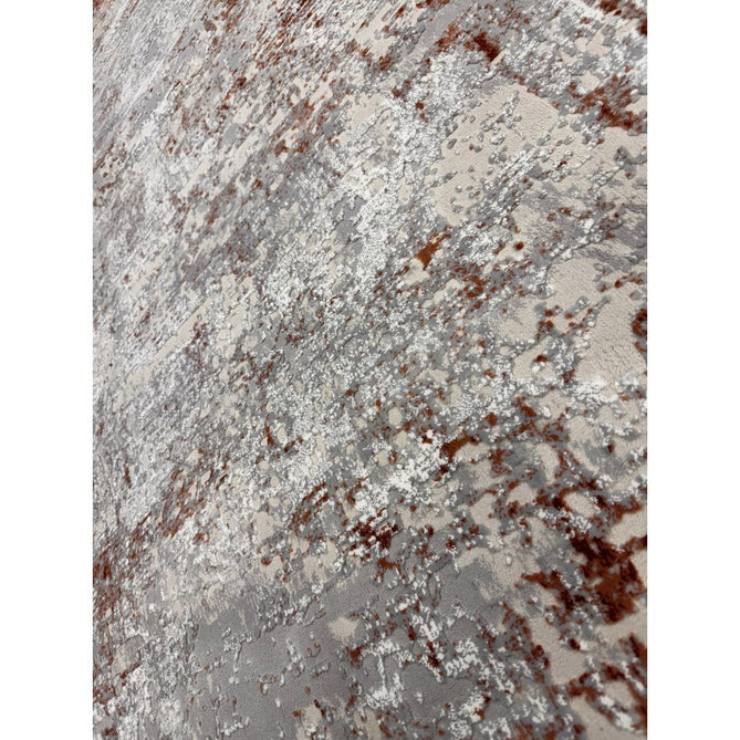 Kuza Border Modern Abstract Distressed Textured Soft-Touch Terracotta/Light Grey/Cream Rug-Asiatic Carpets-Rug Love - The Most Loved Rug Store