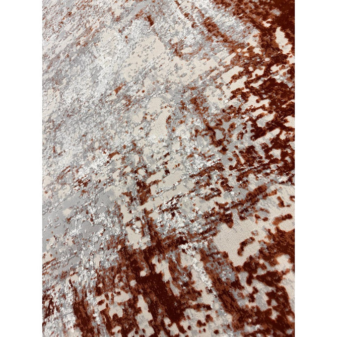 Kuza Border Modern Abstract Distressed Textured Soft-Touch Terracotta/Light Grey/Cream Rug-Asiatic Carpets-Rug Love - The Most Loved Rug Store