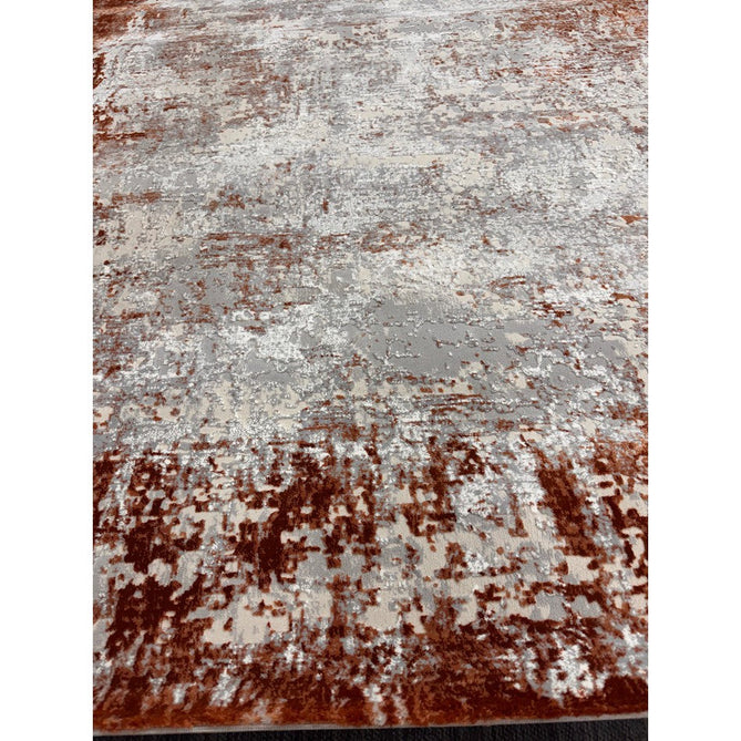 Kuza Border Modern Abstract Distressed Textured Soft-Touch Terracotta/Light Grey/Cream Rug-Asiatic Carpets-Rug Love - The Most Loved Rug Store