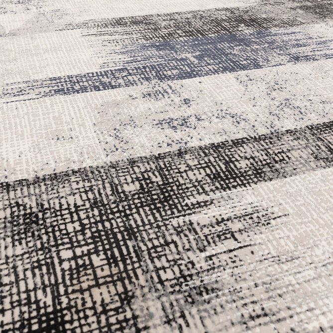 Kuza Lines Ikat Modern Abstract Distressed Shimmer Hi-Lo Textured Soft Velvety Touch High-Density Durable Easy-Care Short Pile Navy/Light Grey/Black/Ivory Rug-Asiatic Carpets-Rug Love - The Most Loved Rug Store