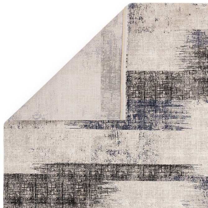 Kuza Lines Ikat Modern Abstract Distressed Shimmer Hi-Lo Textured Soft Velvety Touch High-Density Durable Easy-Care Short Pile Navy/Light Grey/Black/Ivory Rug-Asiatic Carpets-Rug Love - The Most Loved Rug Store