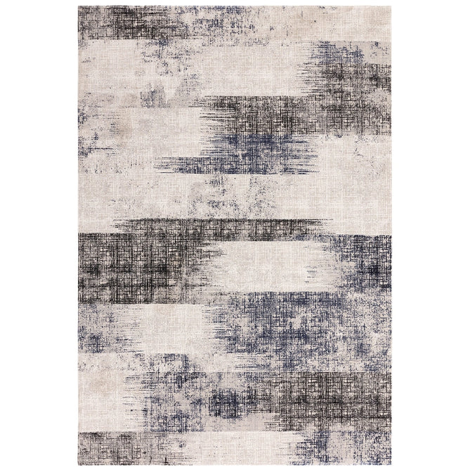 Kuza Lines Ikat Modern Abstract Distressed Shimmer Hi-Lo Textured Soft Velvety Touch High-Density Durable Easy-Care Short Pile Navy/Light Grey/Black/Ivory Rug-Asiatic Carpets-Rug Love - The Most Loved Rug Store