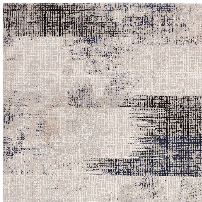 Kuza Lines Ikat Modern Abstract Distressed Shimmer Hi-Lo Textured Soft Velvety Touch High-Density Durable Easy-Care Short Pile Navy/Light Grey/Black/Ivory Rug-Asiatic Carpets-Rug Love - The Most Loved Rug Store