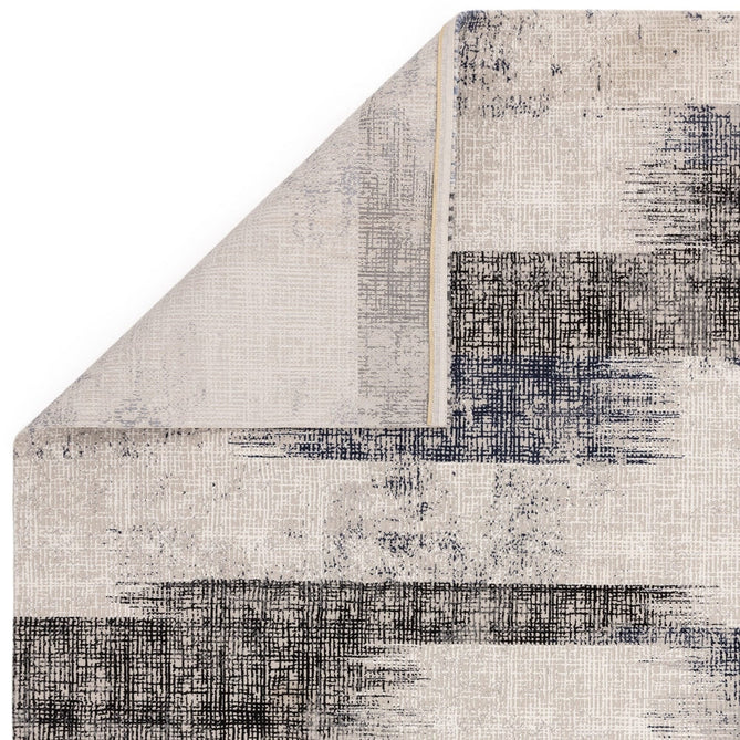 Kuza Lines Ikat Modern Abstract Distressed Shimmer Hi-Lo Textured Soft Velvety Touch High-Density Durable Easy-Care Short Pile Navy/Light Grey/Black/Ivory Rug-Asiatic Carpets-Rug Love - The Most Loved Rug Store
