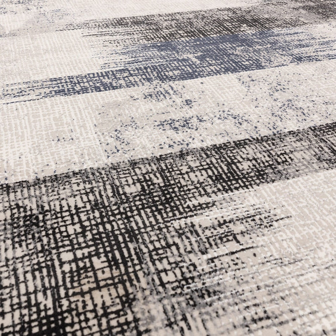 Kuza Lines Ikat Modern Abstract Distressed Shimmer Hi-Lo Textured Soft Velvety Touch High-Density Durable Easy-Care Short Pile Navy/Light Grey/Black/Ivory Rug-Asiatic Carpets-Rug Love - The Most Loved Rug Store