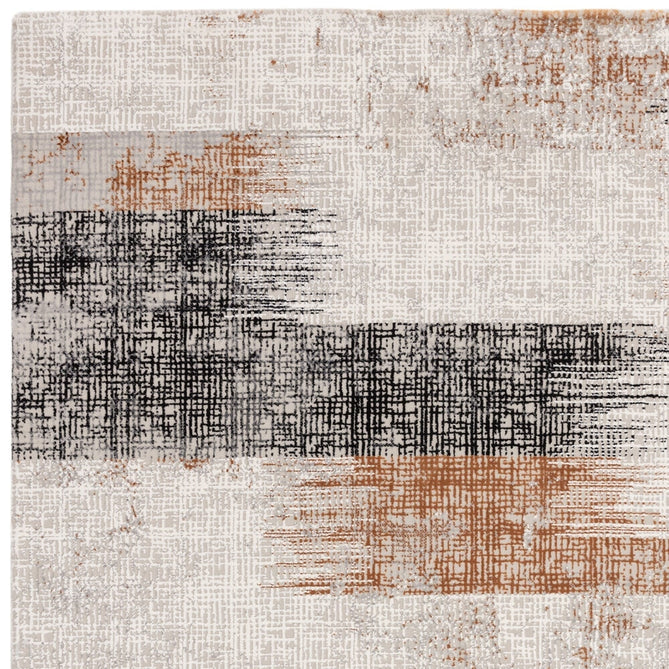 Kuza Lines Ikat Modern Abstract Distressed Shimmer Hi-Lo Textured Soft Velvety Touch High-Density Durable Easy-Care Short Pile Terracotta/Light Grey/Black/Ivory Rug-Asiatic Carpets-Rug Love - The Most Loved Rug Store