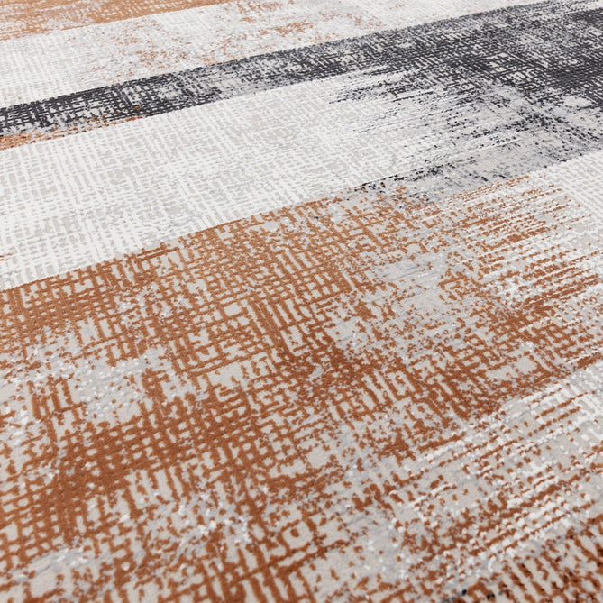 Kuza Lines Ikat Modern Abstract Distressed Shimmer Hi-Lo Textured Soft Velvety Touch High-Density Durable Easy-Care Short Pile Terracotta/Light Grey/Black/Ivory Rug-Asiatic Carpets-Rug Love - The Most Loved Rug Store