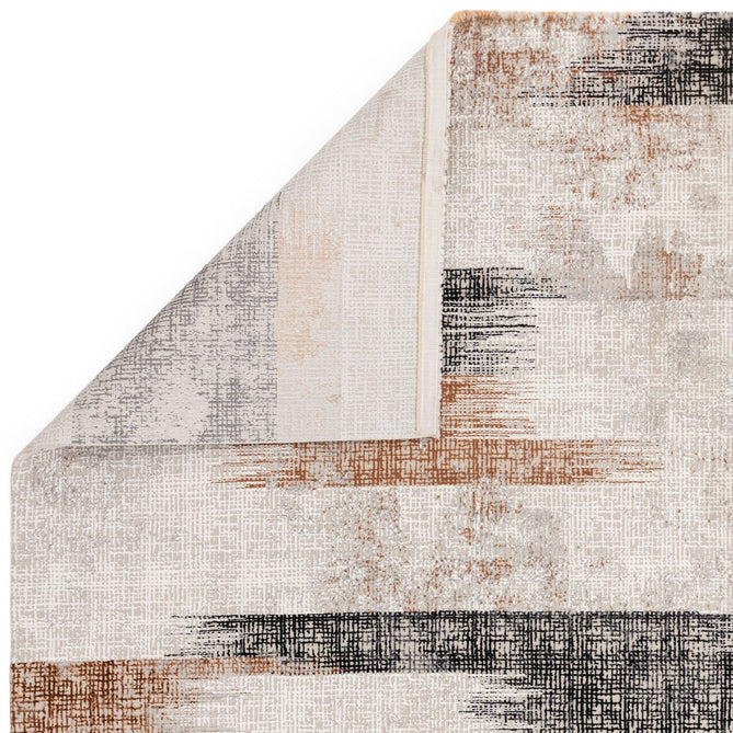 Kuza Lines Ikat Modern Abstract Distressed Shimmer Hi-Lo Textured Soft Velvety Touch High-Density Durable Easy-Care Short Pile Terracotta/Light Grey/Black/Ivory Rug-Asiatic Carpets-Rug Love - The Most Loved Rug Store