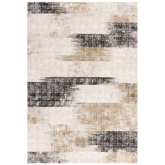 Kuza Lines Ikat Modern Abstract Distressed Textured Soft-Touch Beige/Light Grey/Black/Ivory Rug-Asiatic Carpets-Rug Love - The Most Loved Rug Store