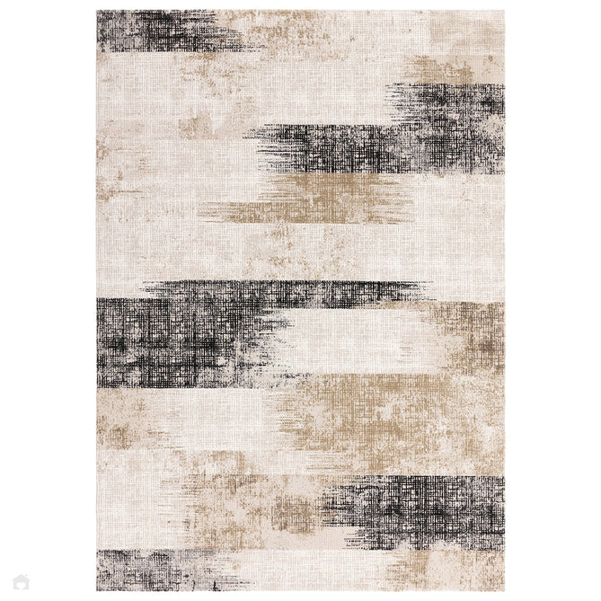 Kuza Lines Ikat Modern Abstract Distressed Textured Soft-Touch Beige/Light Grey/Black/Ivory Rug-Asiatic Carpets-Rug Love - The Most Loved Rug Store