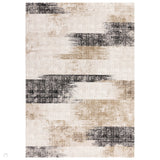 Kuza Lines Ikat Modern Abstract Distressed Textured Soft-Touch Beige/Light Grey/Black/Ivory Rug