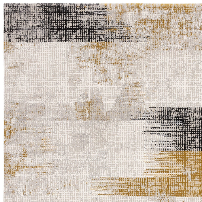 Kuza Lines Ikat Modern Abstract Distressed Textured Soft-Touch Gold/Light Grey/Black/Ivory Rug-Asiatic Carpets-Rug Love - The Most Loved Rug Store