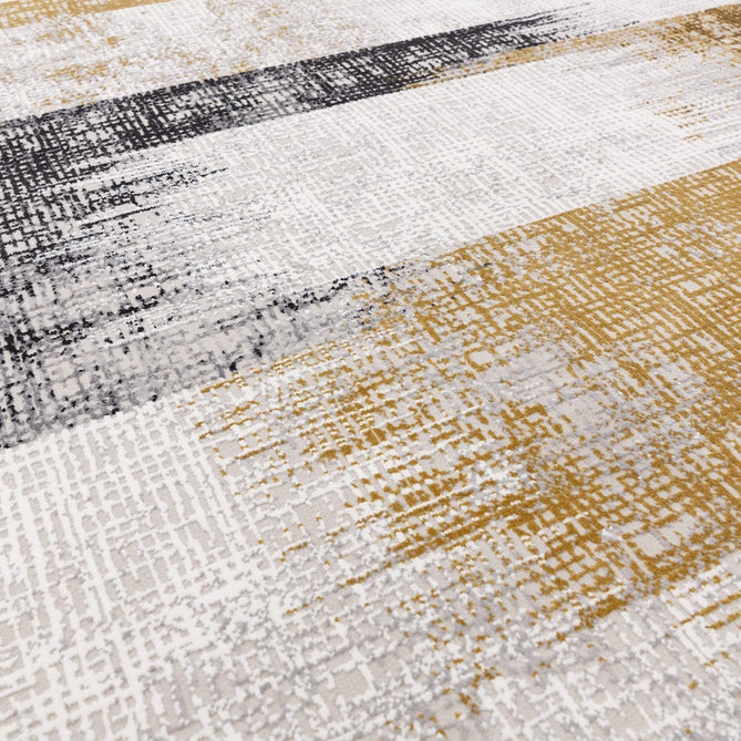 Kuza Lines Ikat Modern Abstract Distressed Textured Soft-Touch Gold/Light Grey/Black/Ivory Rug-Asiatic Carpets-Rug Love - The Most Loved Rug Store