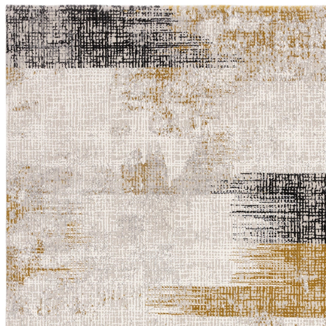 Kuza Lines Ikat Modern Abstract Distressed Textured Soft-Touch Gold/Light Grey/Black/Ivory Rug-Asiatic Carpets-Rug Love - The Most Loved Rug Store