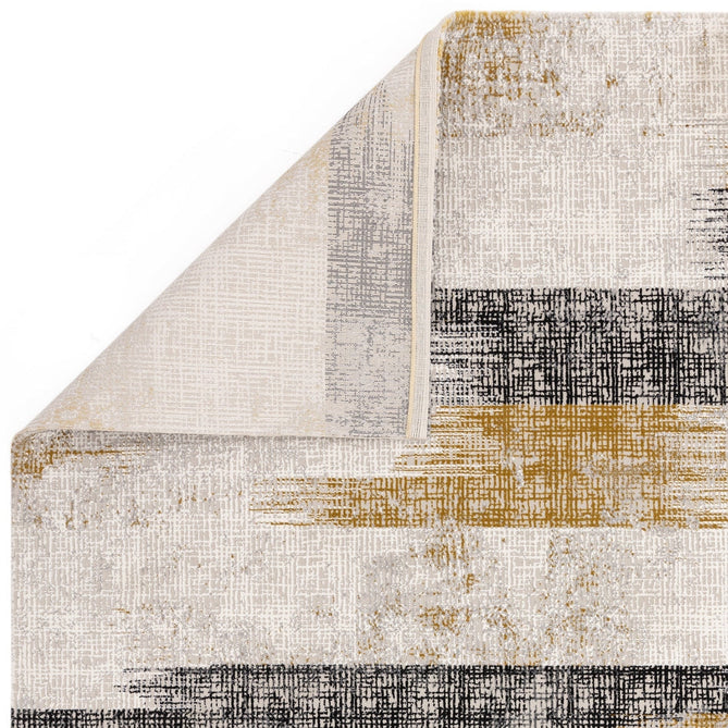 Kuza Lines Ikat Modern Abstract Distressed Textured Soft-Touch Gold/Light Grey/Black/Ivory Rug-Asiatic Carpets-Rug Love - The Most Loved Rug Store