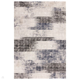 Kuza Lines Ikat Modern Abstract Distressed Textured Soft-Touch Navy/Light Grey/Black/Ivory Rug