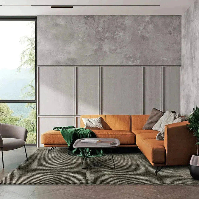 Kuza Plain Stripe Modern Distressed Textured Soft-Touch Khaki Rug-Asiatic Carpets-Rug Love - The Most Loved Rug Store