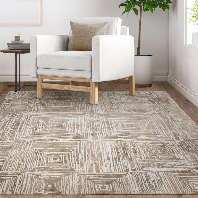 Kuza Portrait Modern Abstract Distressed Shimmer Hi-Lo Textured Soft Velvety Touch High-Density Durable Easy-Care Short Pile Beige Rug-Asiatic Carpets-Rug Love - The Most Loved Rug Store