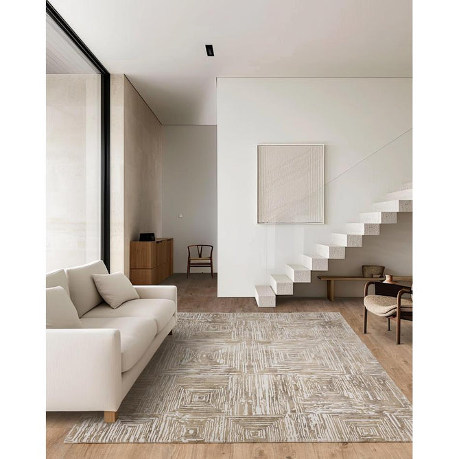 Kuza Portrait Modern Abstract Distressed Shimmer Hi-Lo Textured Soft Velvety Touch High-Density Durable Easy-Care Short Pile Beige Rug-Asiatic Carpets-Rug Love - The Most Loved Rug Store
