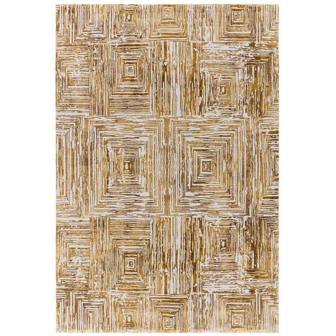 Kuza Portrait Modern Abstract Distressed Shimmer Hi-Lo Textured Soft Velvety Touch High-Density Durable Easy-Care Short Pile Gold Rug-Asiatic Carpets-Rug Love - The Most Loved Rug Store