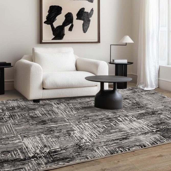Kuza Portrait Modern Abstract Distressed Shimmer Hi-Lo Textured Soft Velvety Touch High-Density Durable Easy-Care Short Pile Grey Rug-Asiatic Carpets-Rug Love - The Most Loved Rug Store