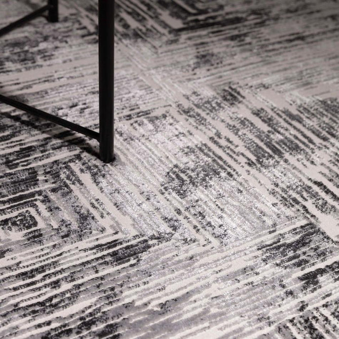 Kuza Portrait Modern Abstract Distressed Shimmer Hi-Lo Textured Soft Velvety Touch High-Density Durable Easy-Care Short Pile Grey Rug-Asiatic Carpets-Rug Love - The Most Loved Rug Store
