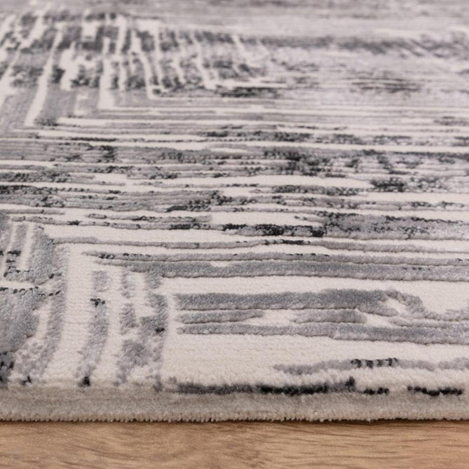 Kuza Portrait Modern Abstract Distressed Shimmer Hi-Lo Textured Soft Velvety Touch High-Density Durable Easy-Care Short Pile Grey Rug-Asiatic Carpets-Rug Love - The Most Loved Rug Store